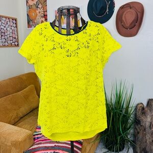 Style & Co | bright yellow eyelet blouse | L